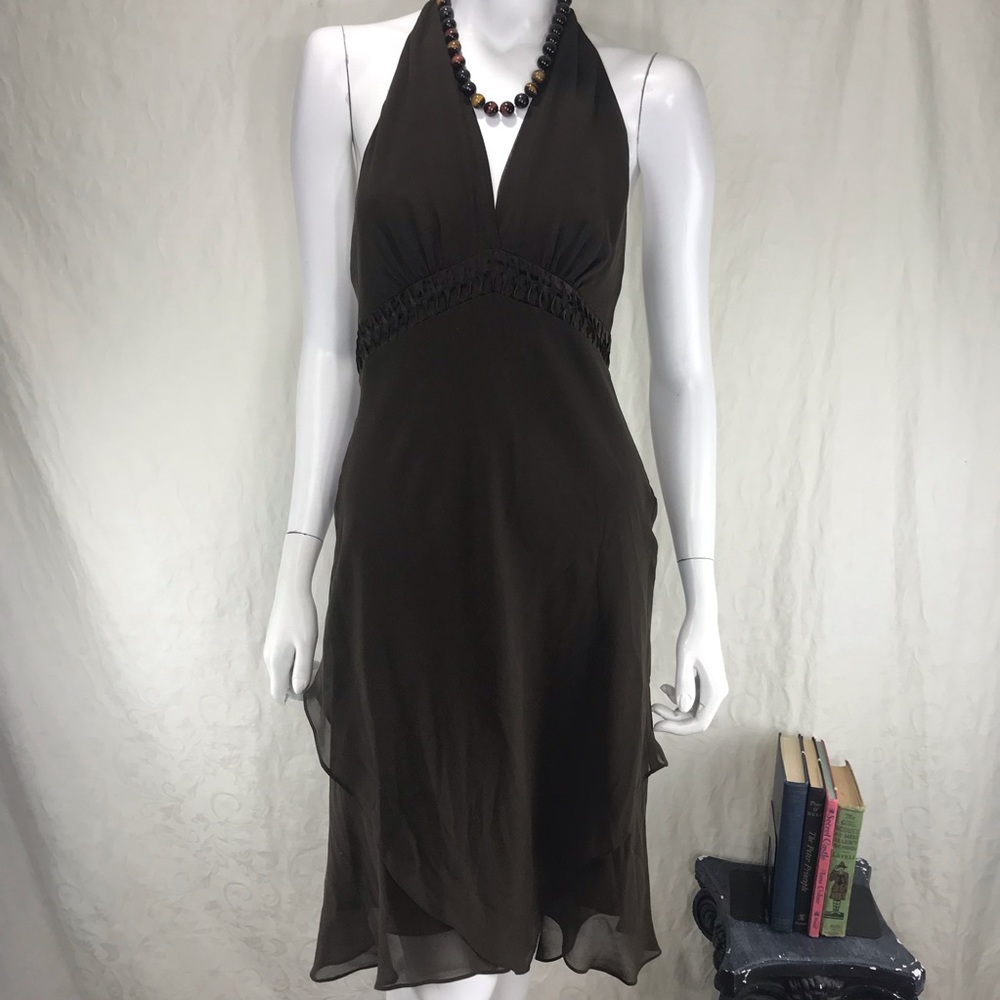 Brown Silk Halter BCBG MaxAzria Dress
